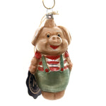Marolin Pig In Pant Vintage Looking Glass Ornament Feather Tree 2011103 (37133)
