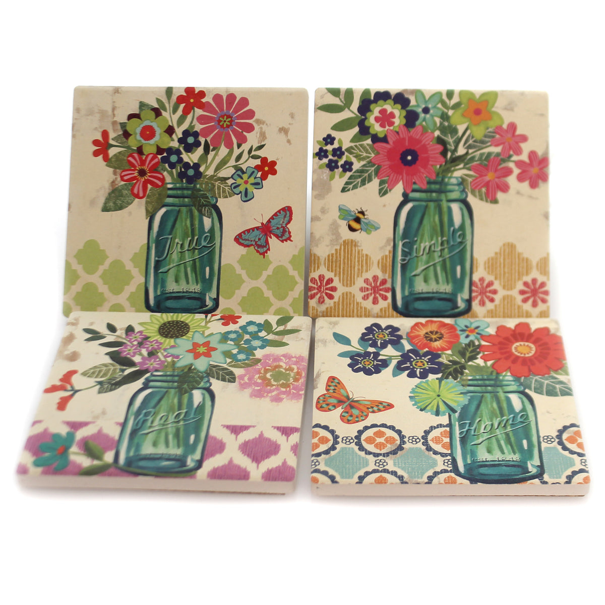 37178 Flowers In A Jar Coaster Set SS72719