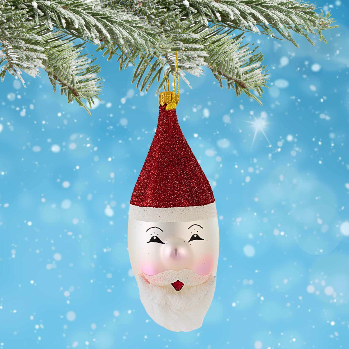 De Carlini Italian Ornaments Oblong Santa Face - - SBKGifts.com