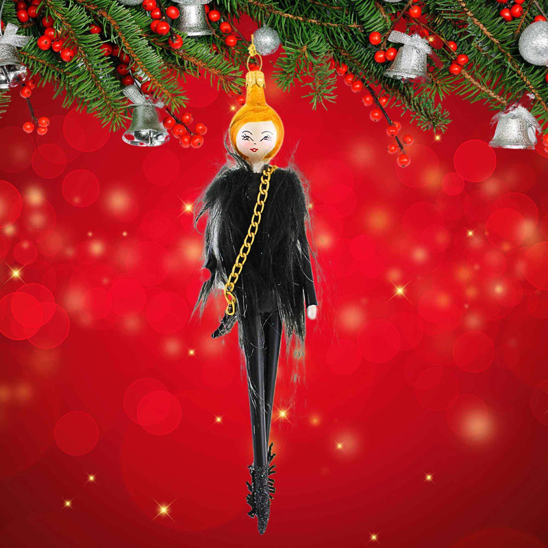 De Carlini Italian Ornaments Raegan In Fur Vest - - SBKGifts.com