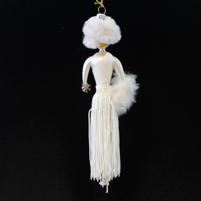 De Carlini Italian Ornaments Nancy In White Fringed Skirt - - SBKGifts.com