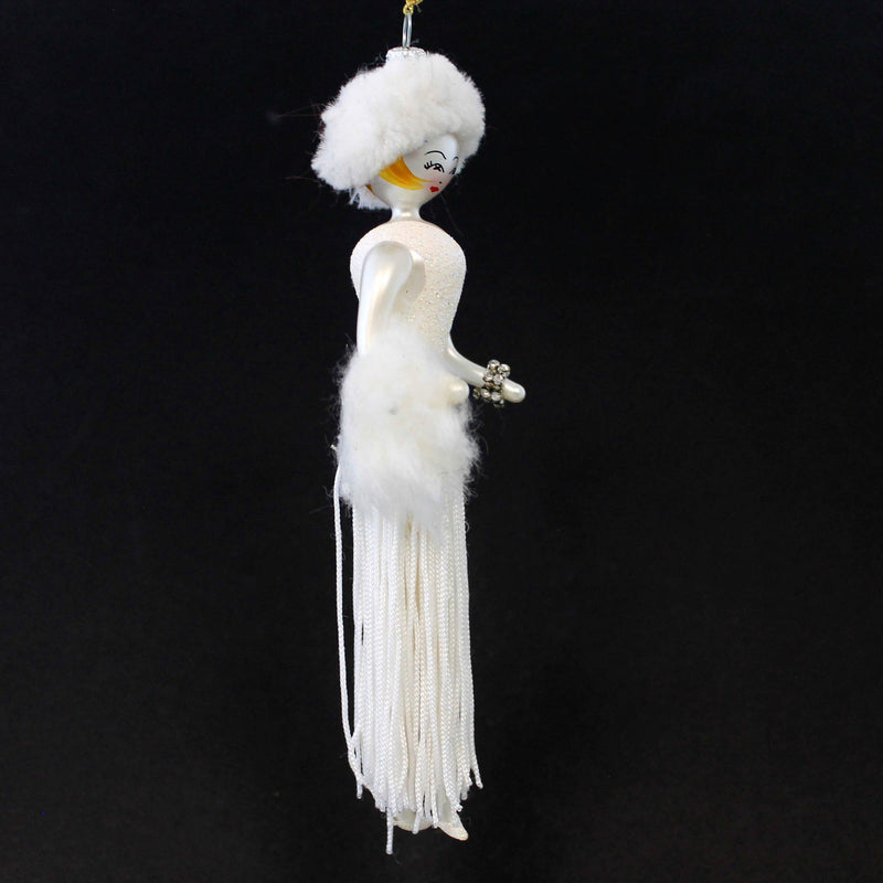 De Carlini Italian Ornaments Nancy In White Fringed Skirt - - SBKGifts.com