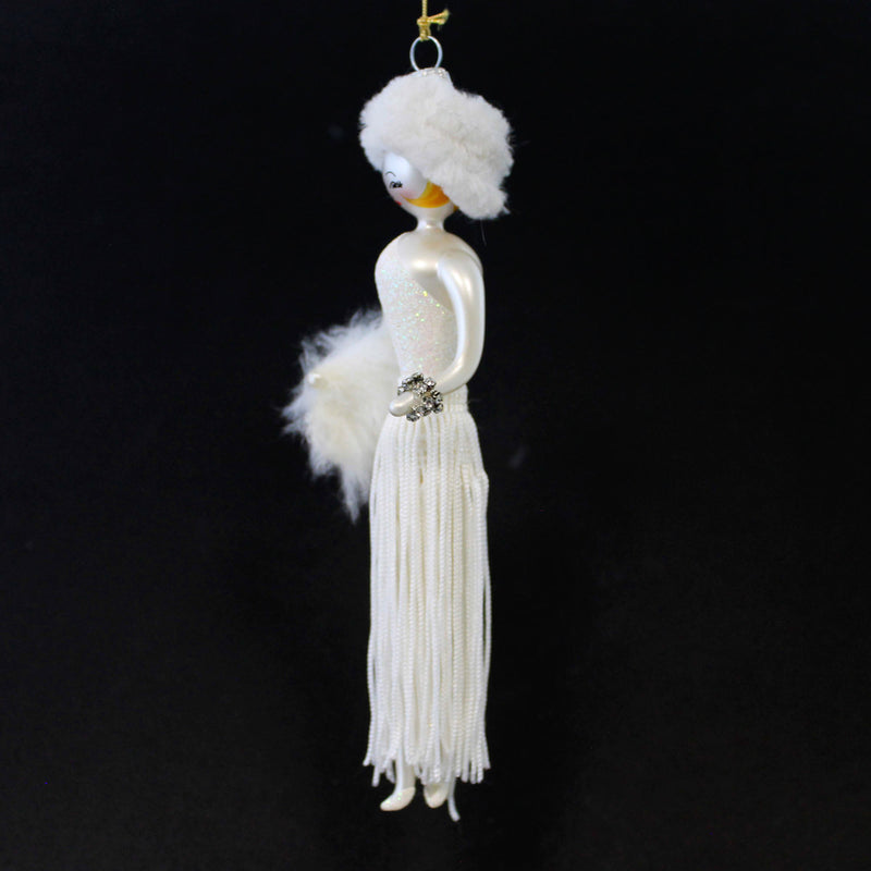 De Carlini Italian Ornaments Nancy In White Fringed Skirt - - SBKGifts.com