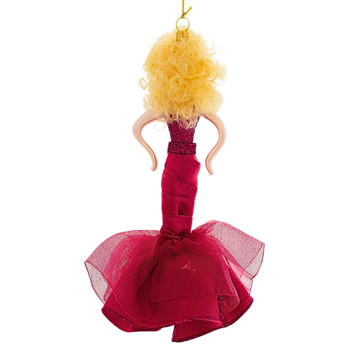 De Carlini Italian Ornaments Chic Lady In Rose Dress - - SBKGifts.com