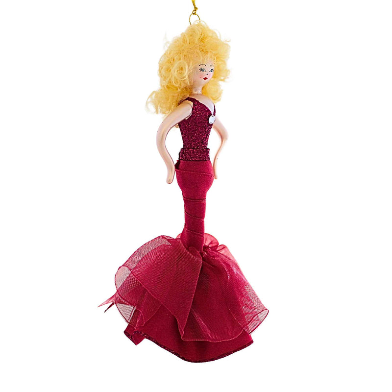 De Carlini Italian Ornaments Chic Lady In Rose Dress - - SBKGifts.com