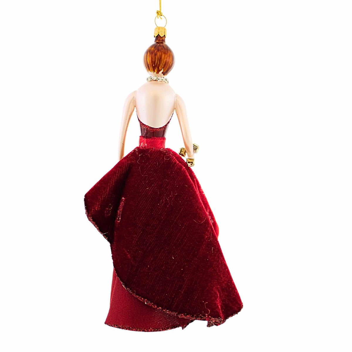 De Carlini Italian Ornaments Lady In Burgundy Evening Gown - - SBKGifts.com