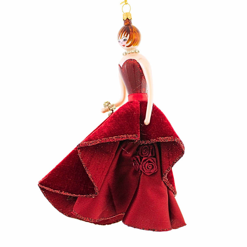 De Carlini Italian Ornaments Lady In Burgundy Evening Gown - - SBKGifts.com