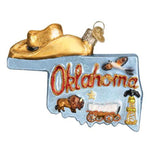 Old World Christmas State Of Oklahoma - One Ornament 3 Inch, Glass - Sooner Cowboys 36224 (37801)