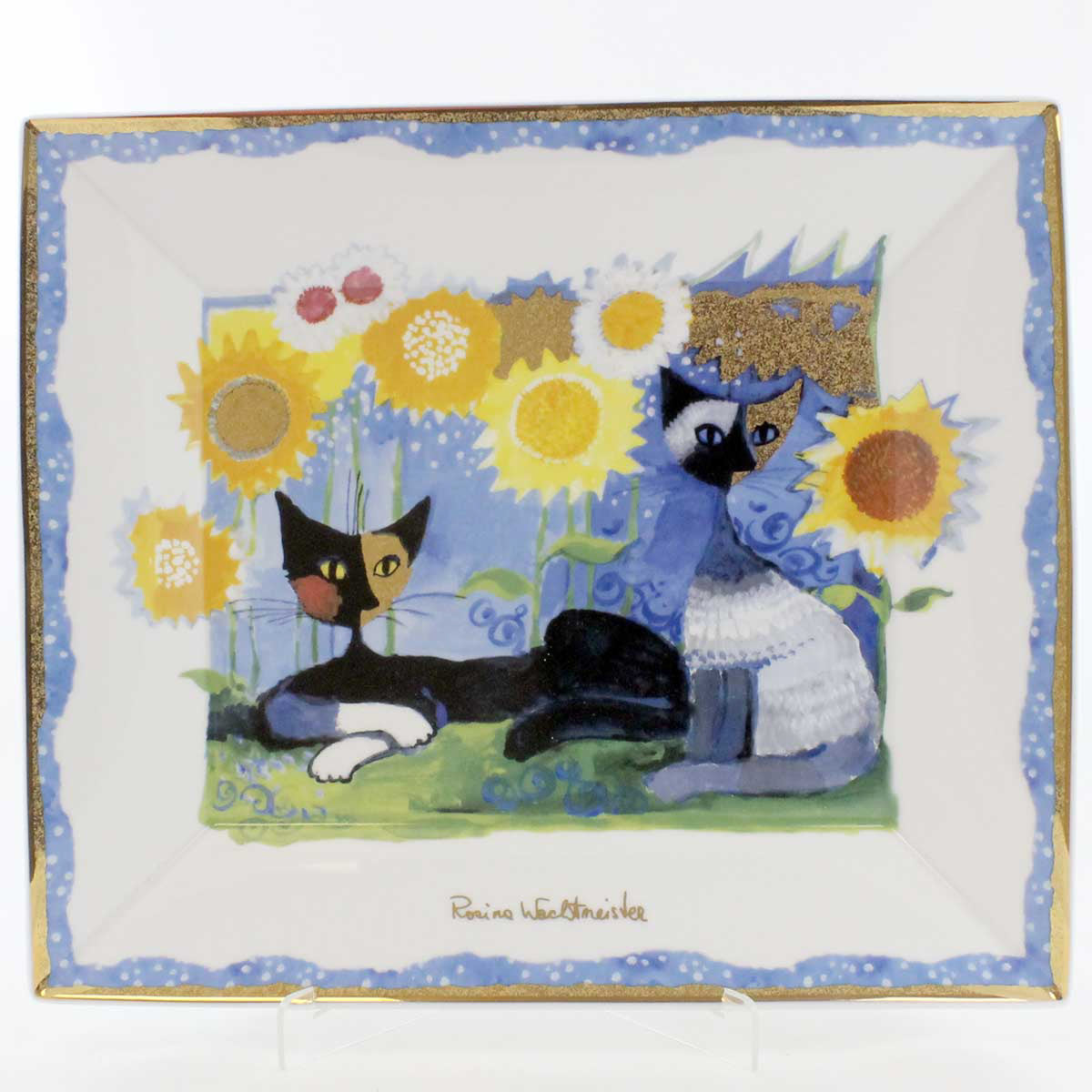 (37) Two Cats And Sunflower Plate