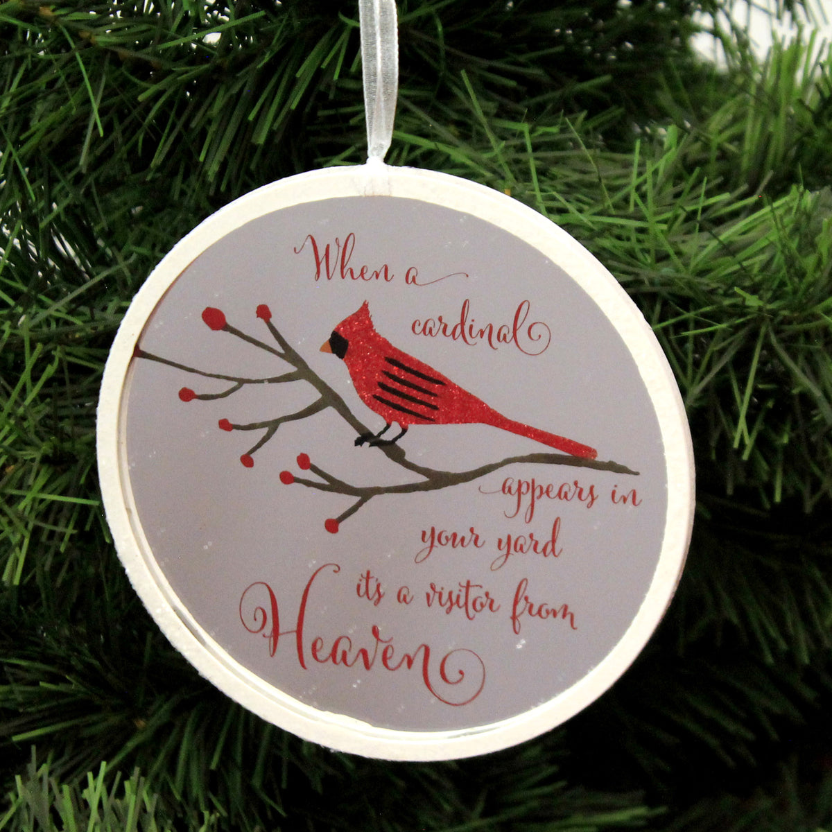 Holiday Ornament Cardinal Memorial Disk Ornament - - SBKGifts.com