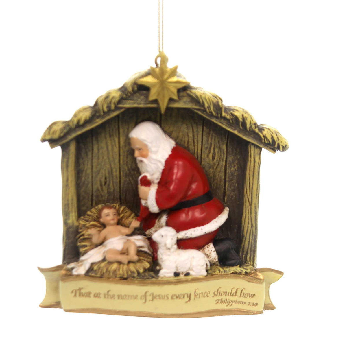 (38061) Kneeling Santa Scene Ornament