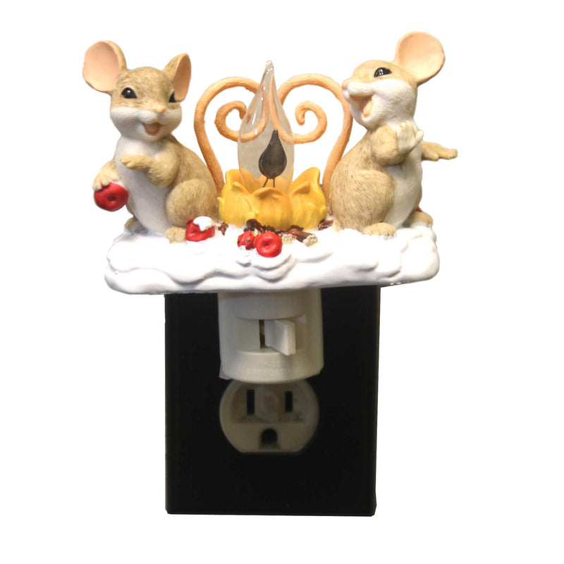 Charming Tails Mice By Fire Flicker Nightlight - 4 Inch, Resin - Campfire 131122 (38065)