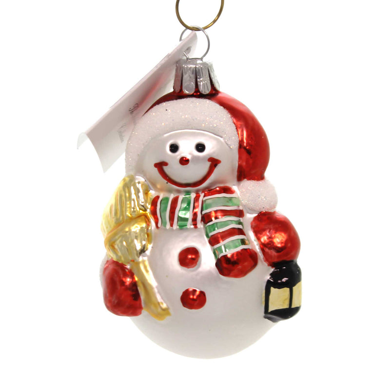 Snowman W/ Lantern - 3.25 Inch, Glass - Ornament Czech Broom Sn176 (38512)