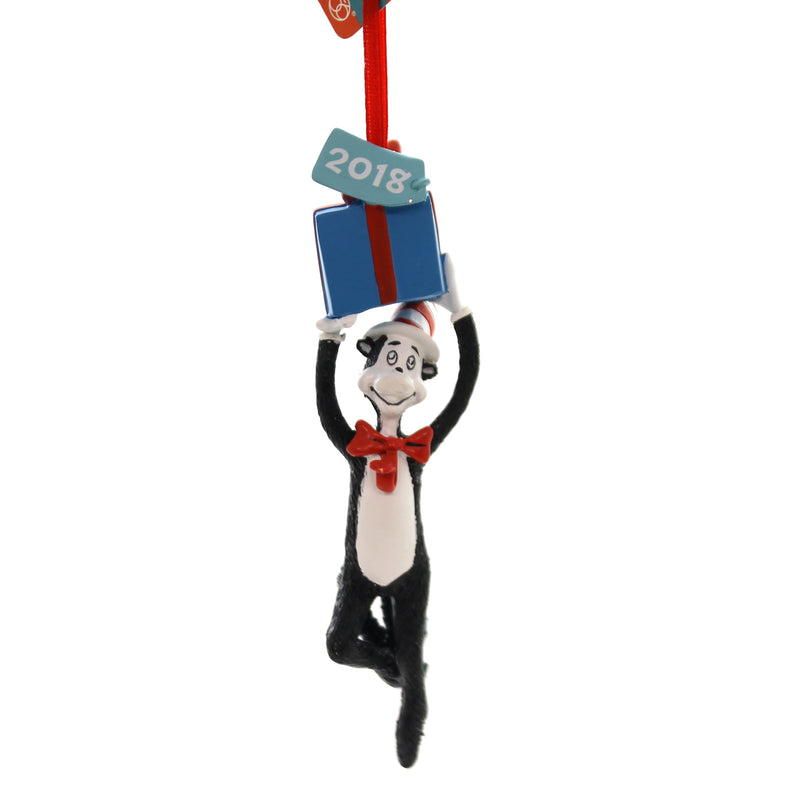 Holiday Ornaments Cat With A Present 2018 Dated Polyresin Dr Seuss 6000313 (38907)