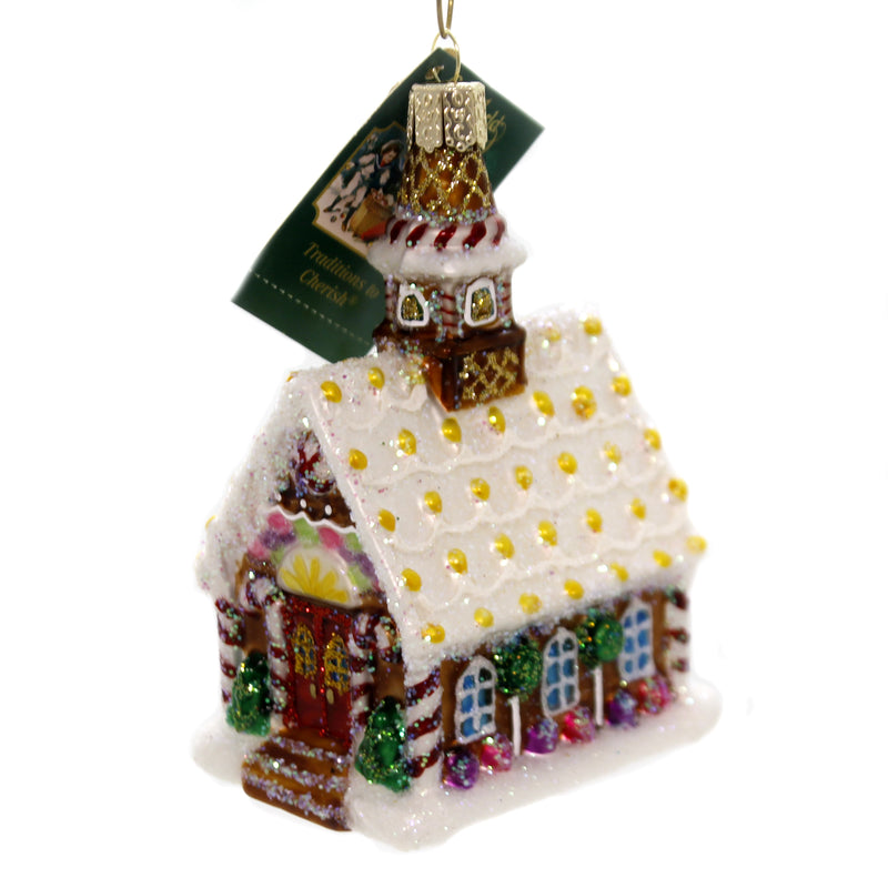 Gingerbread Church - One Ornament 4.25 Inch, Glass - Ornament Candycanes 20077 (38924)