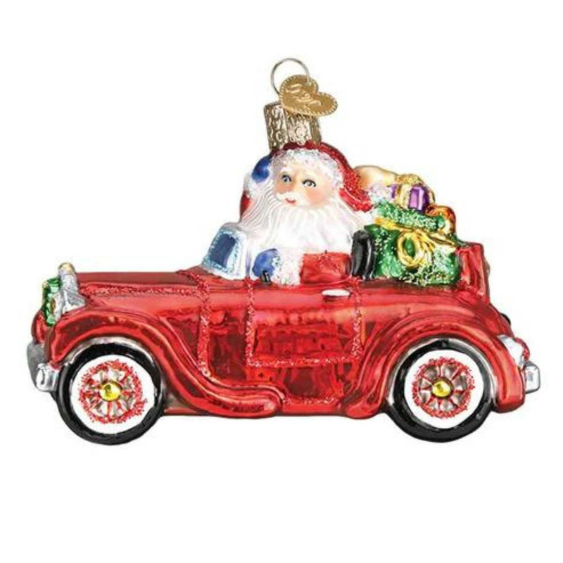 Old World Christmas Santa In Antique Car - One Ornament 3 Inch, Glass - Ornament Travel Delivery 40302 (38926)
