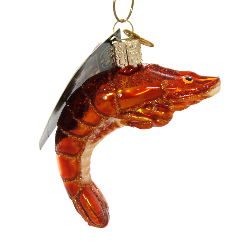 Old World Christmas Shrimp Glass Ornament Fish Ocean 12532. (38937)