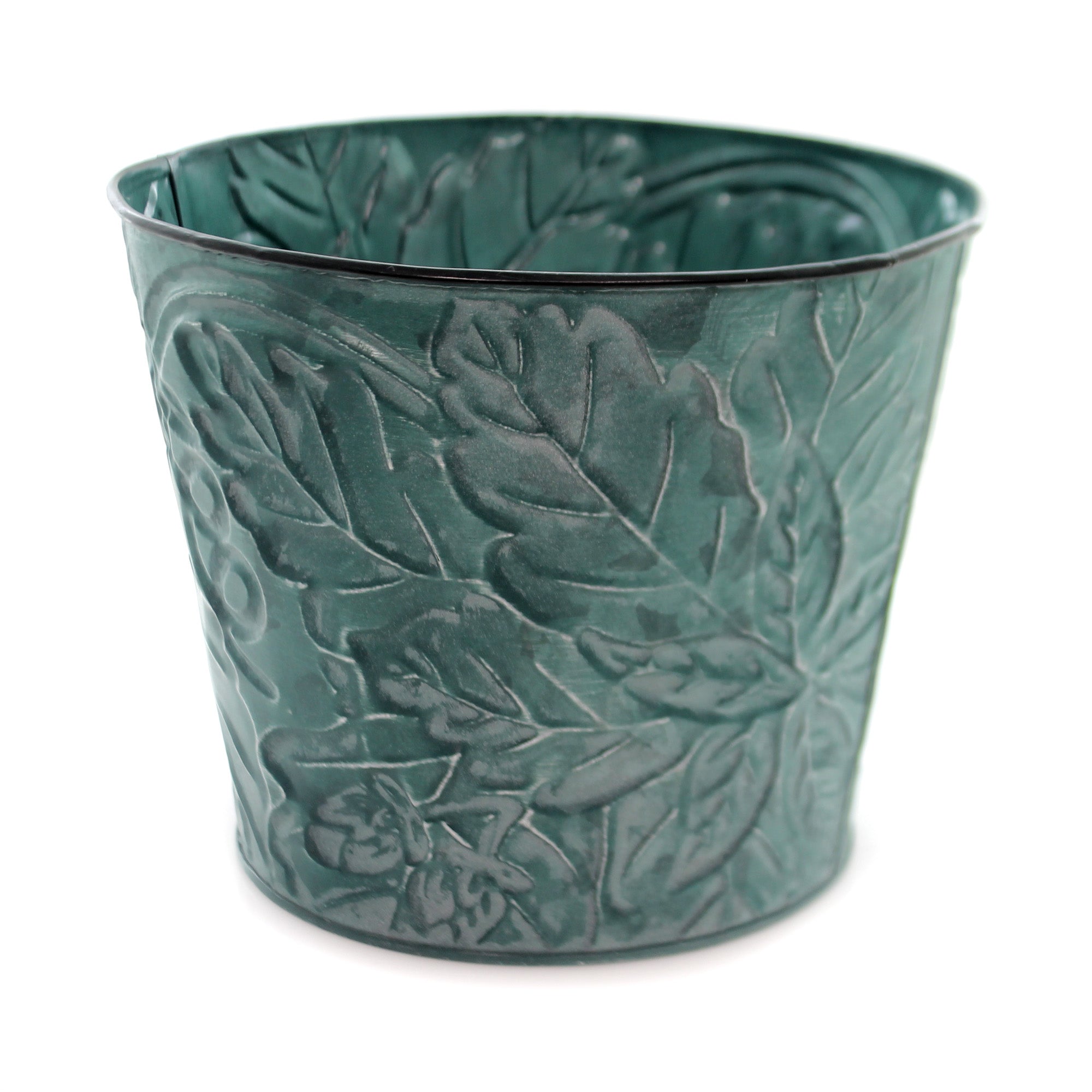 Tin Pot Home Decor Fall Embossed Tin Pot Cover Tin Autumn Leaves | SBKGifts.com