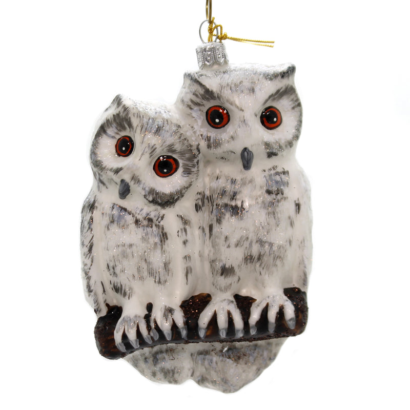 Holiday Ornaments Two Owls Glass Hand Painted 186R (39102)