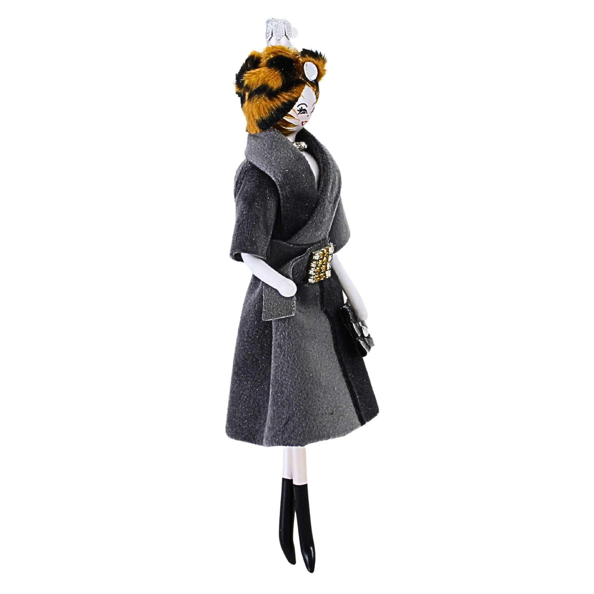 De Carlini Italian Ornaments Ava In Gray Velvet Coat - - SBKGifts.com