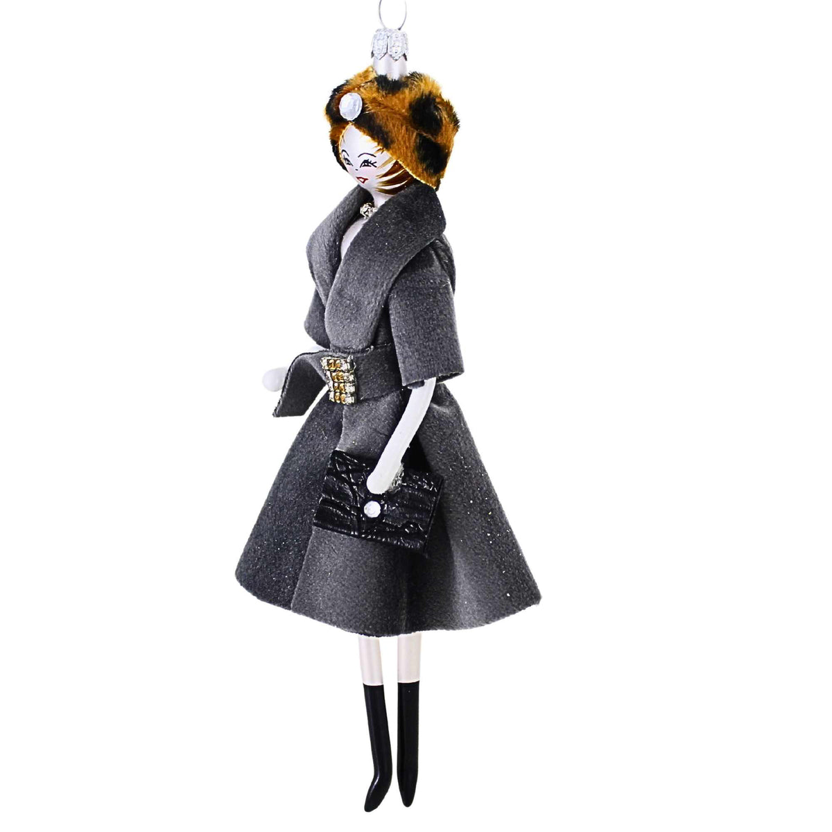 De Carlini Italian Ornaments Ava In Gray Velvet Coat - - SBKGifts.com