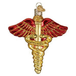 Old World Christmas Medical Symbol - One Ornament 4.25 Inch, Glass - Caduceus Staff Hermes 36239 (39604)