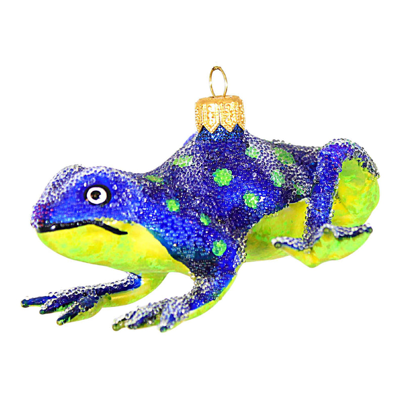 Morawski Blue Frog With Dots - 1 Ornament 2.5 Inch, Glass - Poland Green Dots 11390 (39811)
