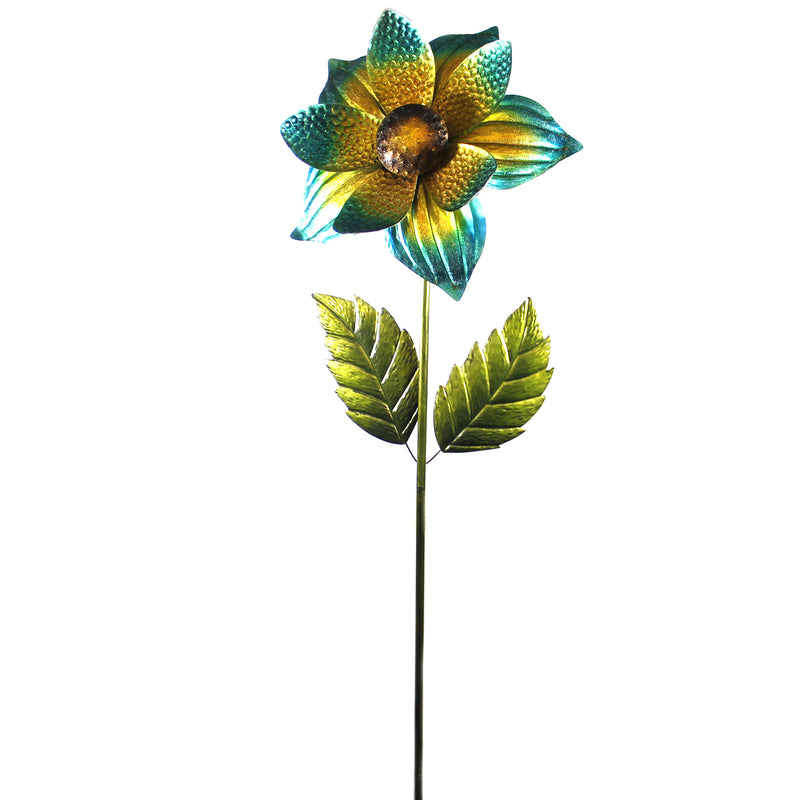 Giant Flower Stake Blue - 60 Inch, Metal - Hand Painted Textured 11220 (39862)