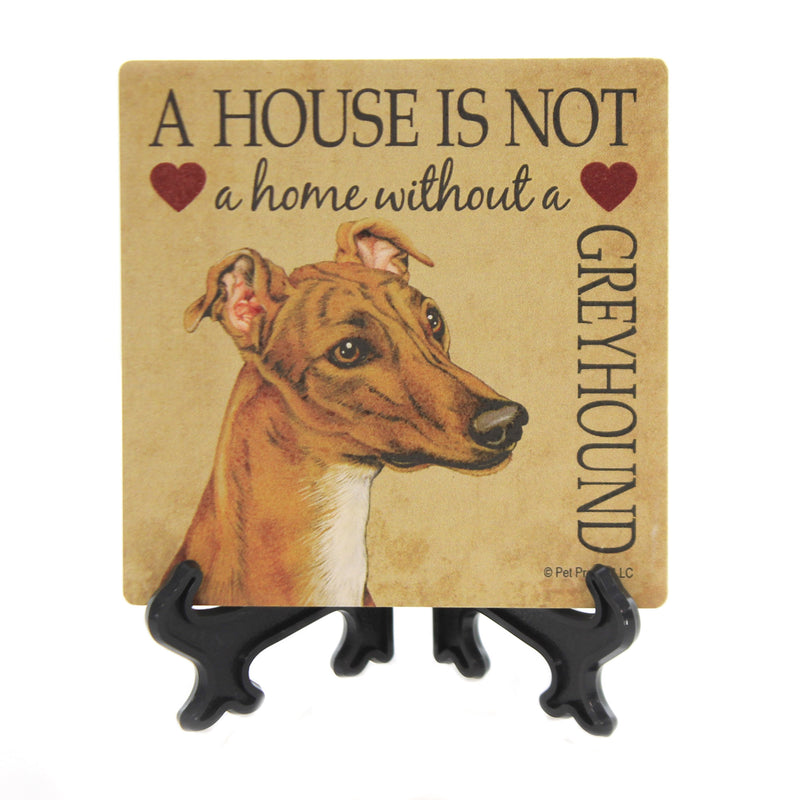 Greyhound - Home - 1 Stone Coaster With Easel 4 Inch, Stone - Stone Coaster Easel 24641 (39982)