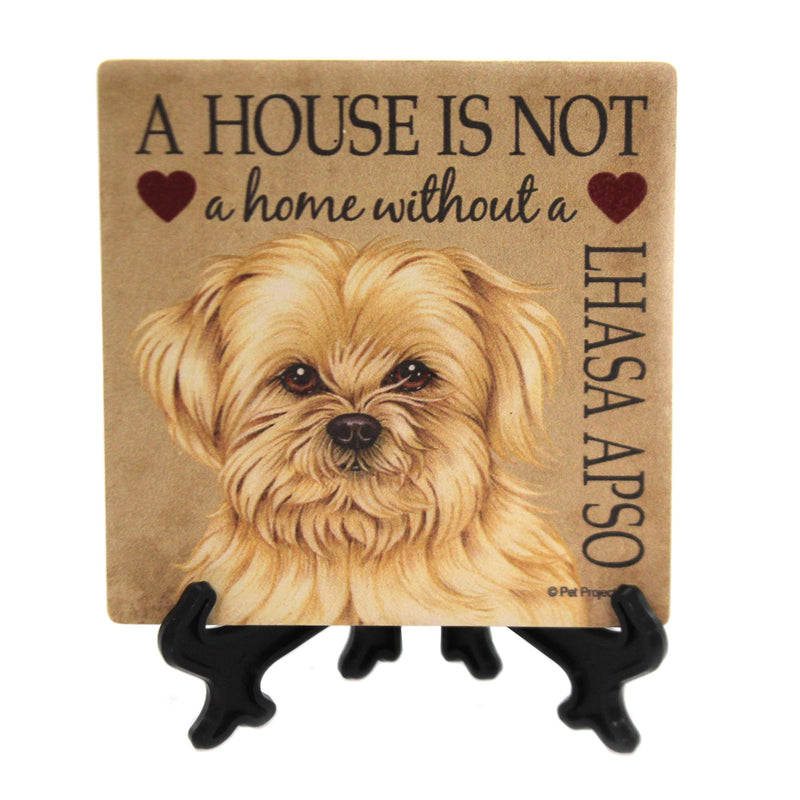 Lhasa Apso - House - 4 Inch, Stone - Stone Coaster Easel 24644 (39984)