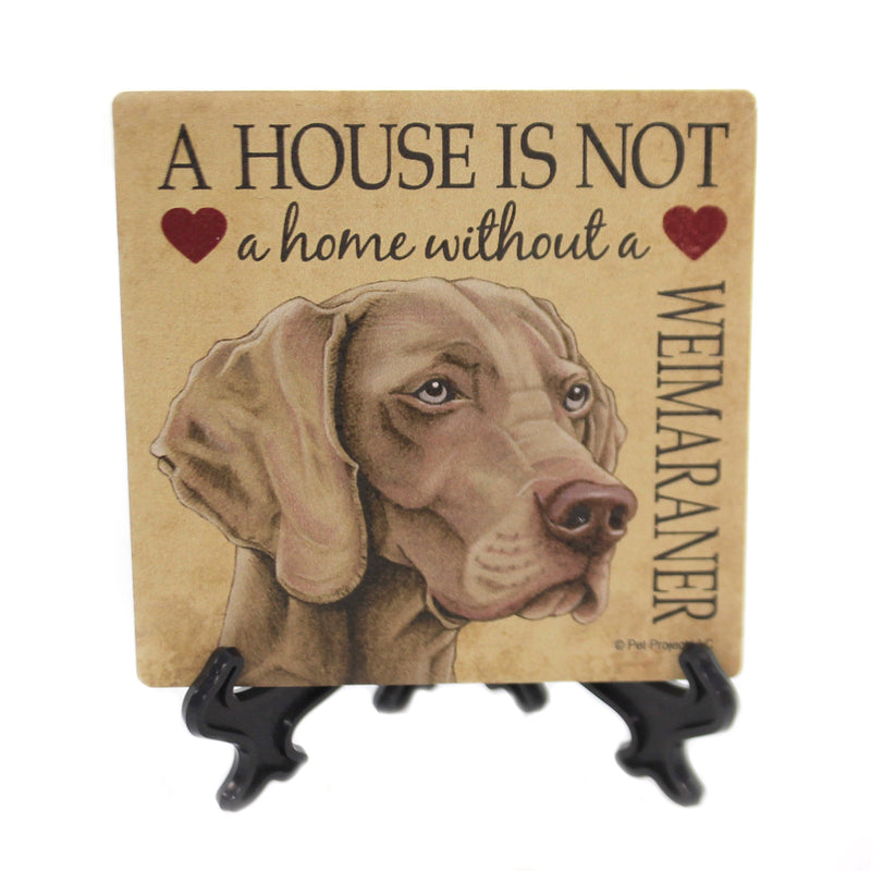 (39993) Animal Weimaraner - House, 4.00 Inch, Stone Coaster Easel 24673