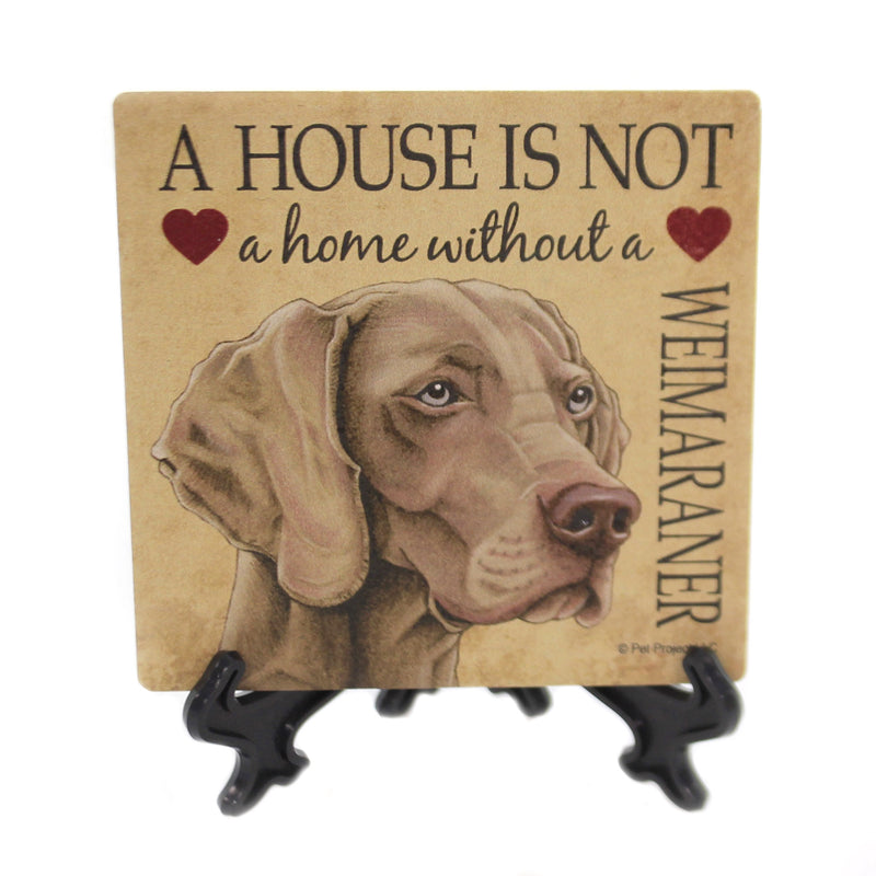 Weimaraner - House - 1 Stone Coaster With Easel 4 Inch, Stone - Stone Coaster Easel 24673 (39993)