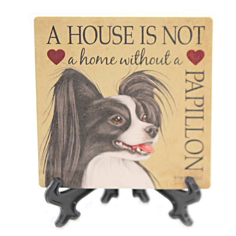 Papillon - House - 1 Stone Coaster With Easel 4 Inch, Stone - Stone Coaster Easel 24649 (39996)