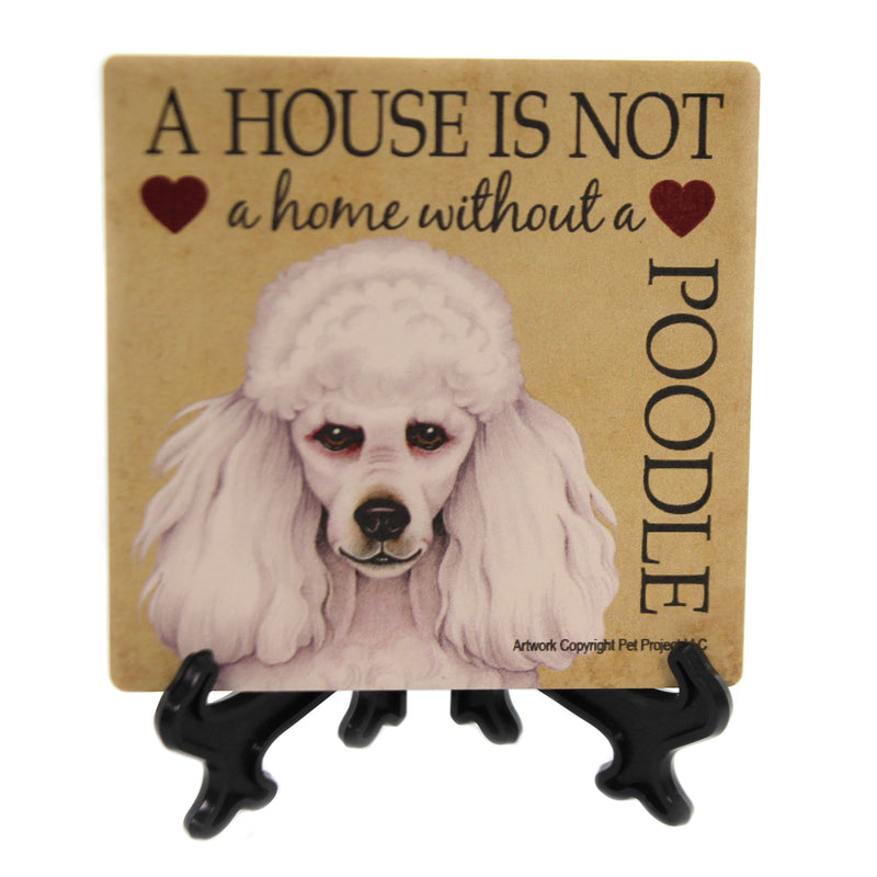 Poodle - House - 1 Stone Coaster With Easel 4 Inch, Stone - Stone Coaster Easel 24656 (39998)
