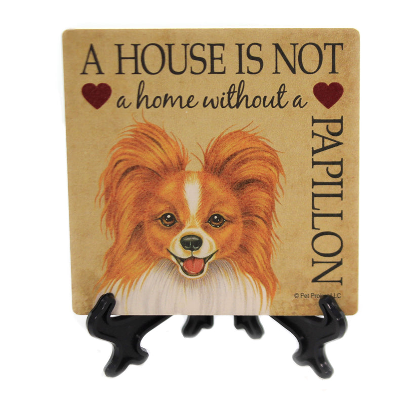 (40000) Animal Papillon - House., 4.00 Inch, Stone Coaster Easel 24650