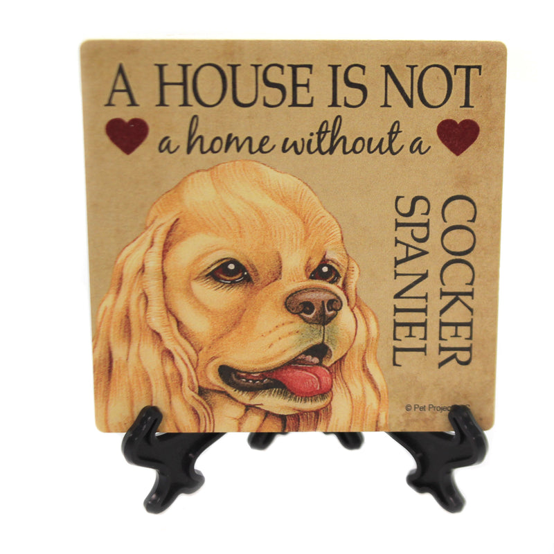 Cocker Spaniel - Home - 1 Stone Coaster With Easel 4 Inch, Stone - Cork Back Coaster Easel 24627 (40002)