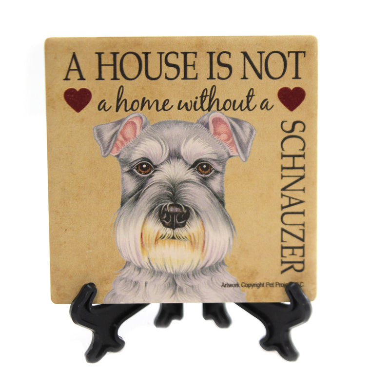 Schnauzer - Home - 1 Stone Coaster With Easel 4 Inch, Stone - Cork Back Coaster Easel 24661 (40008)
