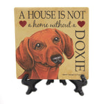 Doxie - House. - 1 Stone Coaster With Easel 4 Inch, Stone - Stone Coaster Easel 24632 (40025)