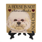 Bichon - House - 1 Stone Coaster With Easel 4 Inch, Stone - Stone Coaster Easel 24608 (40030)