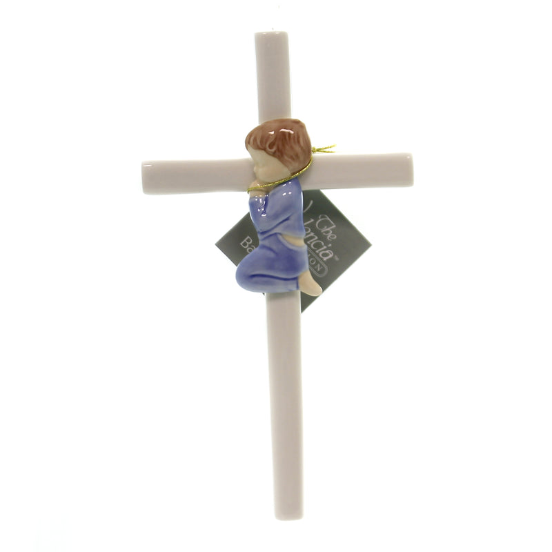 Roman Praying Boy Cross - One Cross 7.5 Inch, Porcelain - Hand Painted 57029B (40228)