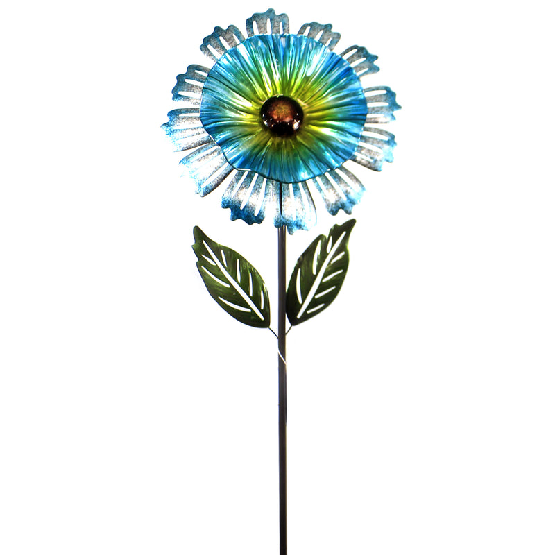 Cosmo Flower Stake Blue - 49 Inch, Metal - Handcrafted 11694. (40254)