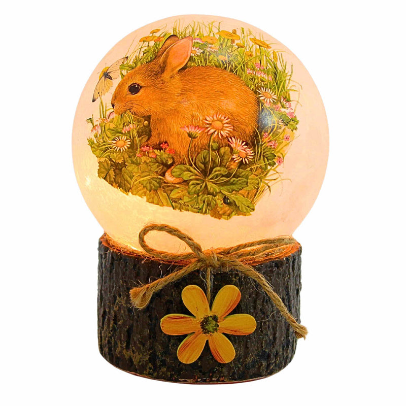 (40447) Stony Creek Spring Bunny Pre-Lit Glass Ball, 6.50 Inch, Base Flower Mbu9255