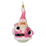 Christopher Radko Company Santa Wears Pink - One Ornament 6.5 Inch, Glass - Breast Cancer Ornament 1020035 (40498)