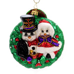 Christopher Radko Holy Rendezvous Glass Ornament Snowman Couple Wreath 1019955 (40537)