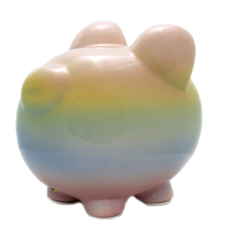 Child To Cherish Rainbow Ombre Bank - One Bank 7.75 Inch, Ceramic - Money Save 3707Rbw (40749)