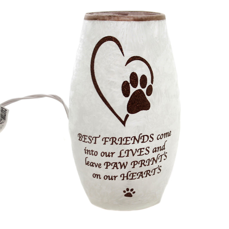 Stony Creek Best Friend Pet Pre-Lit Vase Glass Paw Print Heart Bbf9205 (40820)