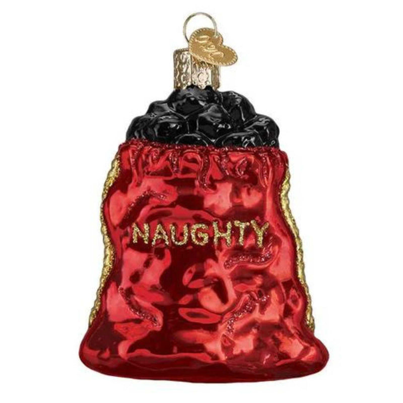 Old World Christmas Bag Of Coal - One Ornament 3.25 Inch, Glass - Naughty 36256. (40907)
