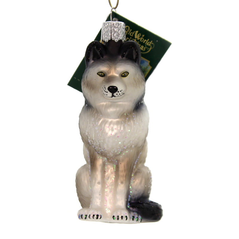 Old World Christmas Sitting Wolf Glass Ornament Wise Resourceful 12545 (40908)