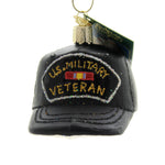 Veterans Cap - One Ornament 2.5 Inch, Glass - Us Military Service Ornament 32375. (40912)