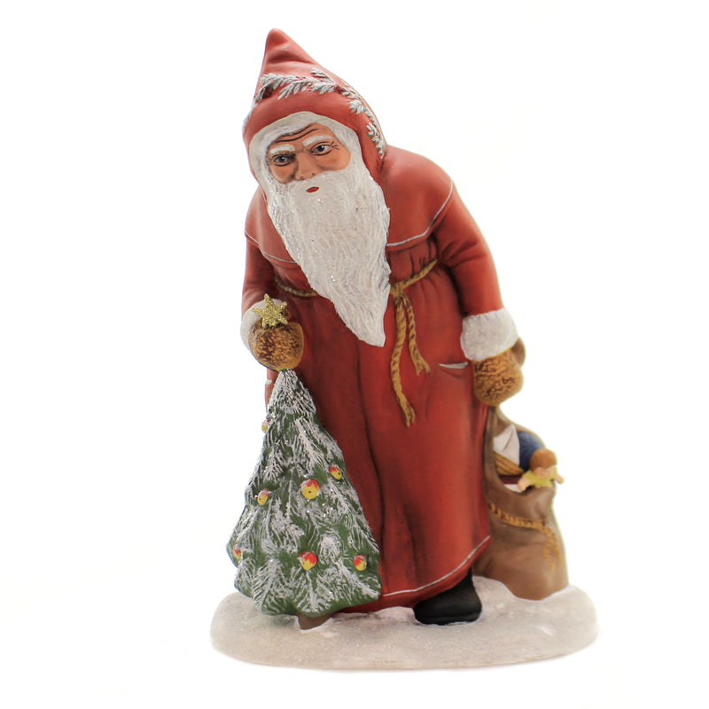 Marolin Santa Claus W/ Tree & Sack Paper Mache Christmas Nicholas 644022 (41328)